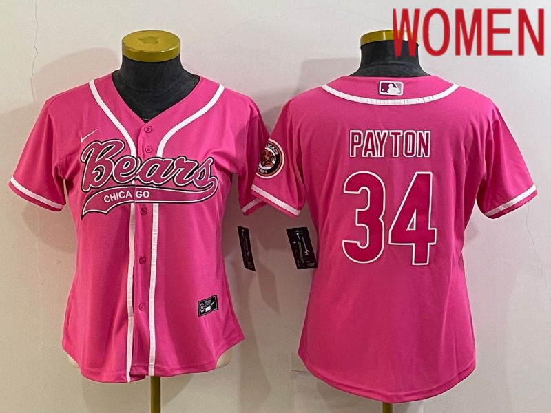 Women Chicago Bears #34 Payton Pink 2022 Nike Co branded NFL Jerseys->women nfl jersey->Women Jersey